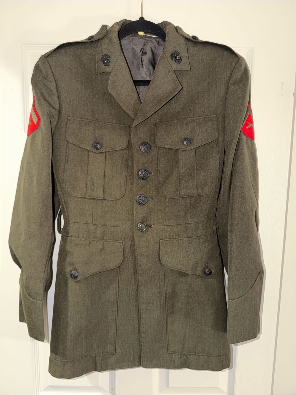 Men's Olive Military-Style Wool Jacket
